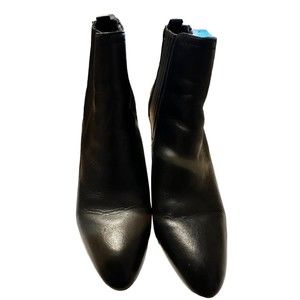 Sam Edelman  Women Chelsea Boots Black Leather Pull On Size 7 Medium Wedge Heel